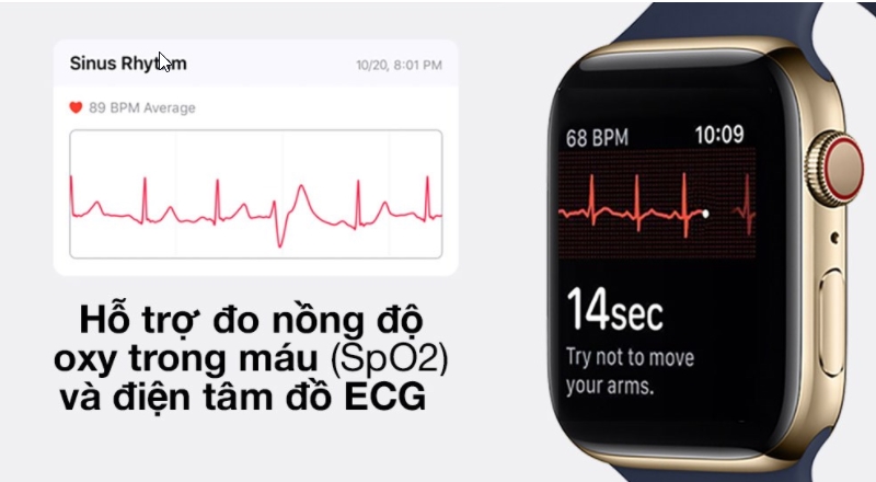 Apple Watch S6 LTE 44mm viền thép dây cao su hỗ trợ đo các chỉ số sức khỏe